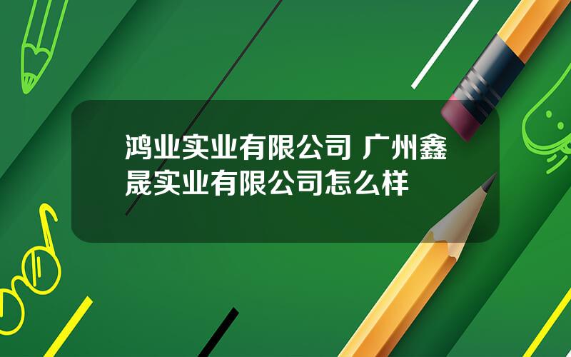 鸿业实业有限公司 广州鑫晟实业有限公司怎么样